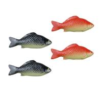 GARIOUANS Modelo de Simulación de Pez Carpa Cruciana PVC, 4 Piezas (2 Rojo 2 Negro), Juguete, Decoración Realista para Escritorio y Accesorio Fotográfico