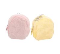GARIOUANS Monedero De Peluche Bonito para Niñas Pequeño Tamaño Mini con Diseño De Dibujos Animados Suave y Compacto Uso Diario para Guardar Monedas y Auriculares Pack De 2 Unidades Rosa y Amarillo