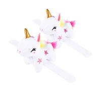 GARIOUANS Pulsera De Peluche Unicornio Para Niños y Niñas, Tamaño Ajustable, Material Algodón Pp Suave, Color Blanco, Accesorio De Fiesta y Decoración, Pack 2 Unidades