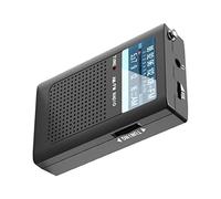 GARIOUANS Radio Portátil Mini de Bolsillo con Pantalla LCD y Antena Telescópica Am FM Procesador de Señal Dsp Sin Batería Negro