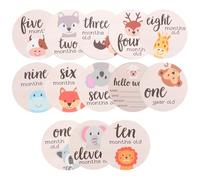 GARIOUANS Tarjetas de Madera para Ñiño Redondas, Set de 13 Piezas para Photo Props y Seguimiento del Crecimiento, Ideales para Baby Shower y Madres Primerizas