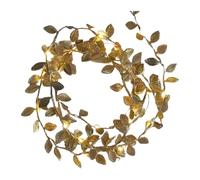 Garland de Navidad con luces - Garland decorativo en ratán artificial para interiores y exteriores | Ghirland LED con hojas artificiales, diseño rústico dorado de 6,6 pies, dado