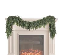 Garland - Jardín artificial artificial de 6,5 pies de vid realista, decoración de jardín feliz, cuerda de colgar flexible, cadena de hoja natural texturizada, para puerta frontal de Fireplace Mantle