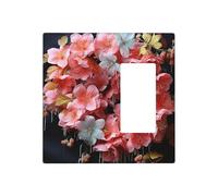 Garlands Nice Flowers - Placas de pared decorativas para interruptor de luz, 2 tomas de corriente, placa de interruptor eléctrico, cubierta de placa frontal termoplástica para dispositivo decorativo