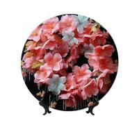 Garlands Nice Flowers - Platos decorativos de porcelana de hueso de 6 pulgadas, placa decorativa de cerámica personalizada con soporte de exhibición, adornos de cerámica, placa de porcelana artística