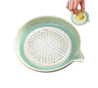 Garlic Grater Plate - Handmade Ceramic Grinding Dish | Fine Grate For Ginger Cheese Vegetables | 5.3 Inch Square Porcelain Grater For Onion Lemon Chocolate Home Kitchen