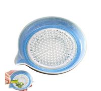 Garlic Grater Plate - Handmade Ceramic Grinding Dish | Fine Grate For Ginger Cheese Vegetables | 5.3 Inch Square Porcelain Grater For Onion Lemon Chocolate Home Kitchen