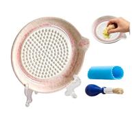 Garlic Grater Plate with Brush, Manual Ceramic Kitchen Tool