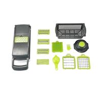 garlic press, Picadora de verduras multifuncional 14/16 en 1, con mango cebolla, rallador alimentos, rebanadora cocina, cortadora dados, for Garlic(14 in 1 grey)