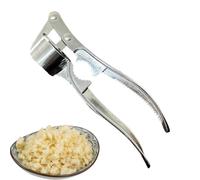 Garlic Press, Stainless Steel Manual Mincer, Ginger Crusher with Ergonomic Handle, Heavy Duty Metal Smasher, Polished Silver Tool with Sleek Style, Kitchenware for Home Cooking