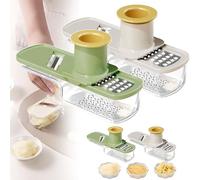 Garlic Slicer Super Thin, Multifunctional Garlic Grinder,Portable Vegetable Slicer, Durable GarlicGrinders with Container for Kitchen Home (MIX,2PCS)