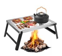 GARLLEN Parrilla plegable para fogata, rejillas de camping portátiles con superficie de malla resistente al calor, mesa ligera sobre fuego para exteriores, barbacoa, hoguera para cocinar, 40,6 cm de