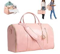 Garment Bag for Travel,Convertible Carry On Garment Bags for Women,Folding Suit Luggage,Bolsas Impermeables para Ropa,Bolsa Viaje Grande De Cuero De PU, con Bolsa para Zapatos, para Mujeres-Pink