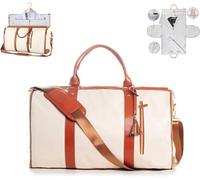 Garment Bag for Travel,Convertible Carry On Garment Bags for Women,Folding Suit Luggage,Bolsas Impermeables para Ropa,Bolsa Viaje Grande De Cuero De PU, con Bolsa para Zapatos, para Mujeres/Hombres
