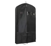 Garment Bags For Travel - Black Zippered Closet Storage Cover For Protection, Breathable Fabric With Clear Window, Suit Clothing Organizer Gowns, Dresses, Jackets, Coats, Shirts, Outfits