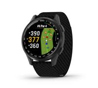 Garmin Approach® S50, reloj inteligente avanzado GPS de golf, pantalla AMOLED, características en el campo, frecuencia cardíaca basada en la muñeca, bisel de aluminio pizarra con correa de nailon