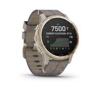 Garmin Fenix 6S Pro Solar Smartwatch Goldfarben / Leder Grau 010-02409-26