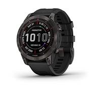 Garmin Fenix 7 Sapphire Solar con correa de silicona DLC-titanio negro/negro (renovado)