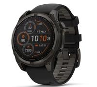 Garmin Fenix 8-47 mm, AMOLED, Gris Zafiro Carbono DLC Titanio sin Silicona Negra/Gris Guijarro