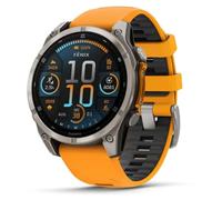 Garmin Fenix 8-47 mm, AMOLED, Titanio Zafiro con Banda de Silicona de Grafito/Naranja Brillante