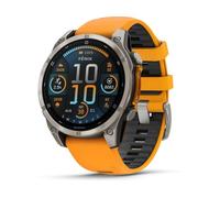 Garmin Fenix 8-47 mm, AMOLED, Titanio Zafiro con Banda de Silicona de Grafito/Naranja Brillante