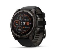 Garmin fēnix® AMOLED - Reloj Inteligente GPS multideportivo Solar (8 a 51 mm, Color Zafiro, batería de Larga duración, Linterna LED integrada, Color Gris Carbono DLC Titanio con Correa Gris