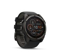 Garmin Fenix - Titanio DLC de 8-51 mm, Solar, Gris Carbono Zafiro con Silicona Negra/Gris Guijarro