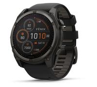 Garmin Fenix - Titanio DLC de 8-51 mm, Solar, Gris Carbono Zafiro con Silicona Negra/Gris Guijarro