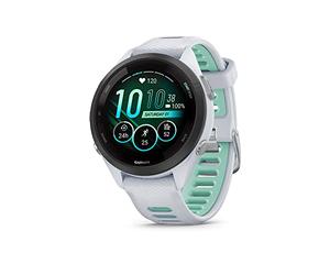 Garmin Forerunner 265S Reloj Inteligente para Correr, Unisex, tamaño de 42 mm, Piedra Blanca/Neo Tropic