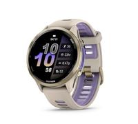 Garmin® Forerunner® 970, Reloj Inteligente GPS Correr y triatlón, Pantalla AMOLED, Linterna LED integrada, Titanio Dorado Suave con Caja Gris francés y Banda Gris francés/índigo
