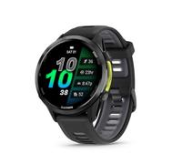 Garmin® Forerunner® 970, Reloj Inteligente GPS Premium para Correr y triatlón, Pantalla AMOLED, Linterna LED integrada, Titanio DLC Gris Carbono con Caja Negra y Banda Blanca translúcida