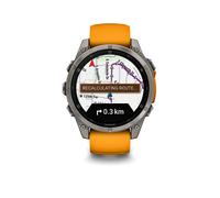 Garmin Fenix 8-47 mm, AMOLED, Titanio Zafiro con Banda de Silicona de Grafito/Naranja Brillante