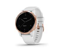 Garmin Vívoactive 4S, Reloj Inteligente GPS de tamaño más pequeño, Cuenta con música, monitoreo de energía Corporal, Entrenamientos Animados, sensores de Pulso Buey y más, Oro Rosa con Banda Blanca