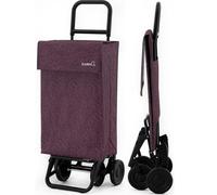 GARMOL Carro de la Compra Plegable 48 litros | Carro de la Compra 4 Ruedas Gran Capacidad | Carrito Compra 4 Ruedas Plegable Color Berenejena