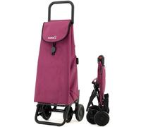 GARMOL Carro de la Compra Plegable 55 litros | Carro de la Compra 4 Ruedas Gran Capacidad Abatible | Carrito Compra Plegable Color Granate