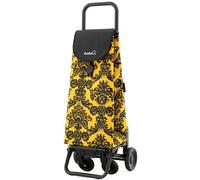 GARMOL Carro de la Compra Plegable 55 litros | Carro de la Compra 4 Ruedas Gran Capacidad | Carrito Compra 4 Ruedas Plegable Color Floral Mostaza y Negro