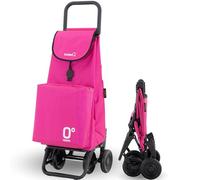 GARMOL Carro de la Compra Térmico Plegable 55 Litros | Bolsillo Térmico Interior de 11 Litros | Carro de la Compra 4 Ruedas Gran Capacidad Abatible| Carrito Compra Plegable Color Fucsia