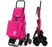 GARMOL Carro de la Compra Térmico Plegable 55L con Bolsillo Interior 11L | 4 Ruedas (2 Fijas + 2 Giratorias) | Color Fucsia