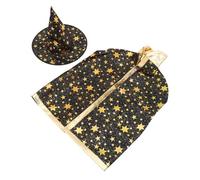 Garneck 1 Capa de Cosplay de Cinco Estrellas de Halloween con Sombrero, Capa Negra con Capucha para Niños para Fiestas de Disfraces de Halloween.