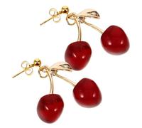 Garneck 1 par Pendientes Colgantes de Cereza Rojos para Mujeres Aretes de Frutas y Coloridos Perfectos para Verano y Ocasiones Especiales