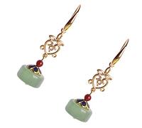 Garneck 1 par Pendientes Largos de Retro con Jade Accesorios Elegantes para Mujeres Decoración de Oreja para