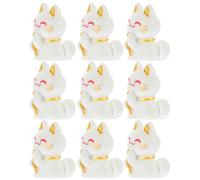 Garneck 10 Figuras Miniatura de Gato Fortuna de Resina Blanca Adornos Decorativos para Escritorio Paisaje Bonsái y Vehículos Juego DIY de 10 Piezas para Decoración Interior