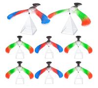 Garneck 10 piezas de equilibrio de pájaros flotantes para pájaros de colores con soporte de pirámide, juguete educativo para aprender destreza y concentración