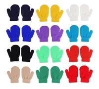 Garneck 12 Pares Manoplas Invierno de Punto Acrílico Suaves y Fáciles de Poner, Guantes Cálidos de Color Liso para Uso Infantil en Temporada Fría Color Aleatorio