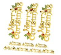 Garneck 12 Piezas Decoración Navideña Colgante de Plástico Letreros de Puerta Merry Christmas Adornos para Fiestas y Navideñas de Plástico para Decoración de Navidad Color Dorado