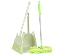 Garneck 1juego Limpieza Escoba Fregona y Recogedor Juguetes De Juego De rol para para Actividades De Hijos Color Verde Suave Incluye Stickers Divertidos