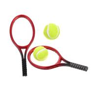 Garneck 2 juegos de mini raquetas de tenis, accesorios para muñecas, raquetas de tenis en miniatura, accesorios para casa de muñecas, raqueta de tenis en miniatura, raqueta de béisbol de plástico