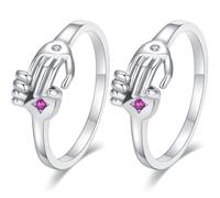 Garneck 2 Piezas Anillos de Promesa Románticos, Abrazo Simbólico | Cobre Plateado, Diseño Delicado y Chic, Apertura Ergonómica, para Aniversario, San Valentín y Obsequio
