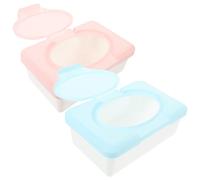 Garneck 2 Piezas Caja para Toallitas Húmedas para Dispensador Portátil de PP Diseño Ergonómico Resistente y Ligero con Tapa Fácil de Abrir Colores Azul y Rosa para Viaje y Uso Diario