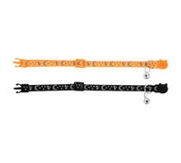 Garneck 2 Piezas Collar para Gato Reflectante con Campana y Cierre de Seguridad Duradero Negro y Naranja Diseño con Estrellas y Luna Liviano y Cómodo para Gatitos